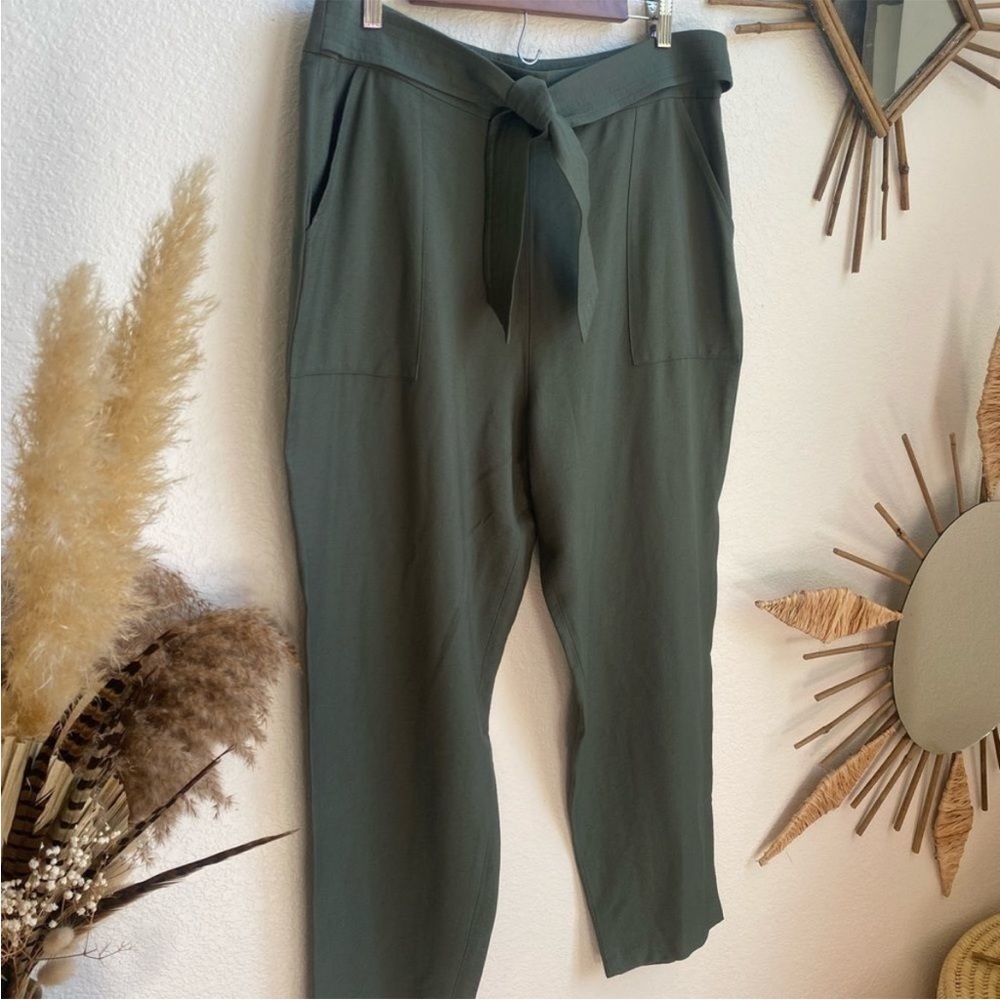 Leith Tie Waist Utility Pants Green Thyme NWT XL